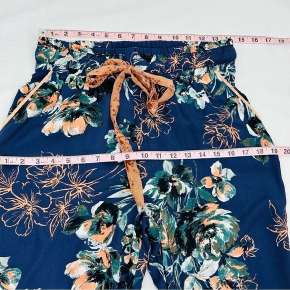 Wanderlux size Medium Navy Blue Floral Pants - Picture 8 of 10